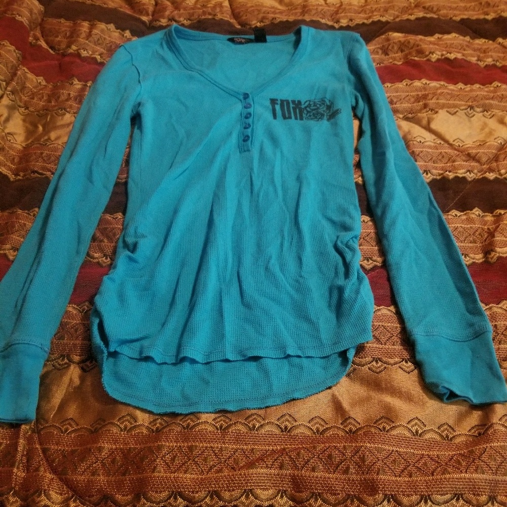 Blue with black design small fox racing shirt